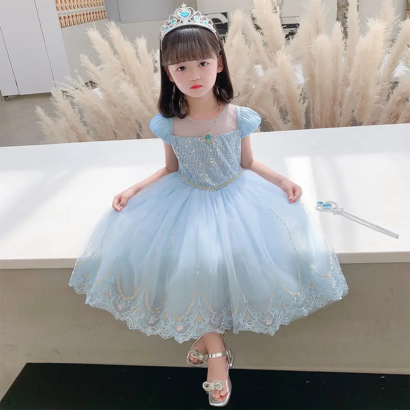 2025 Spring Mesh Hooded Cloak for Girls Blue — feature 4