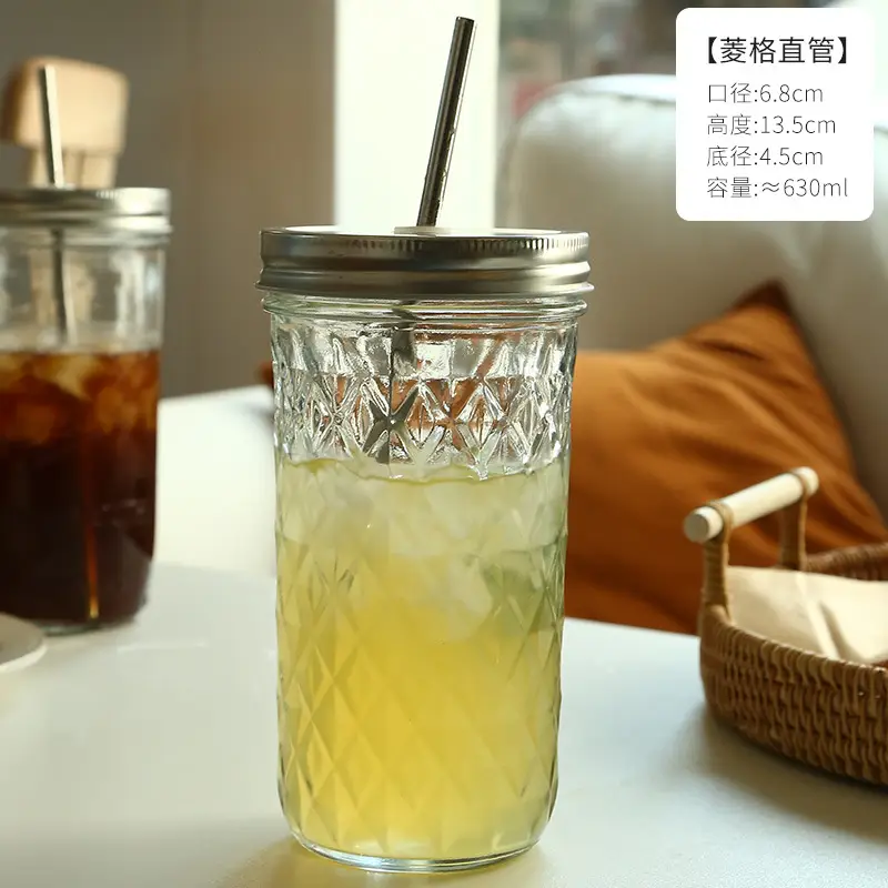 Glass Mason Cup Cold Brew with Straw & Lid - Image 2