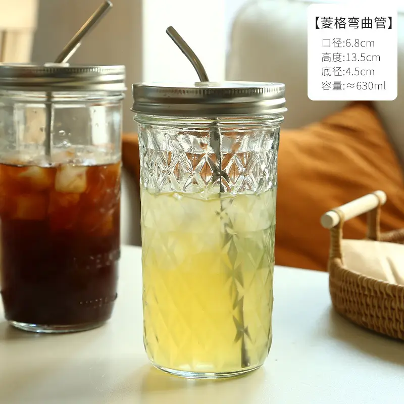 Glass Mason Cup Cold Brew with Straw & Lid - Image 4