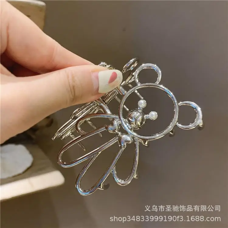 Gold Metal Korean Ins Bear Hairpin for Women