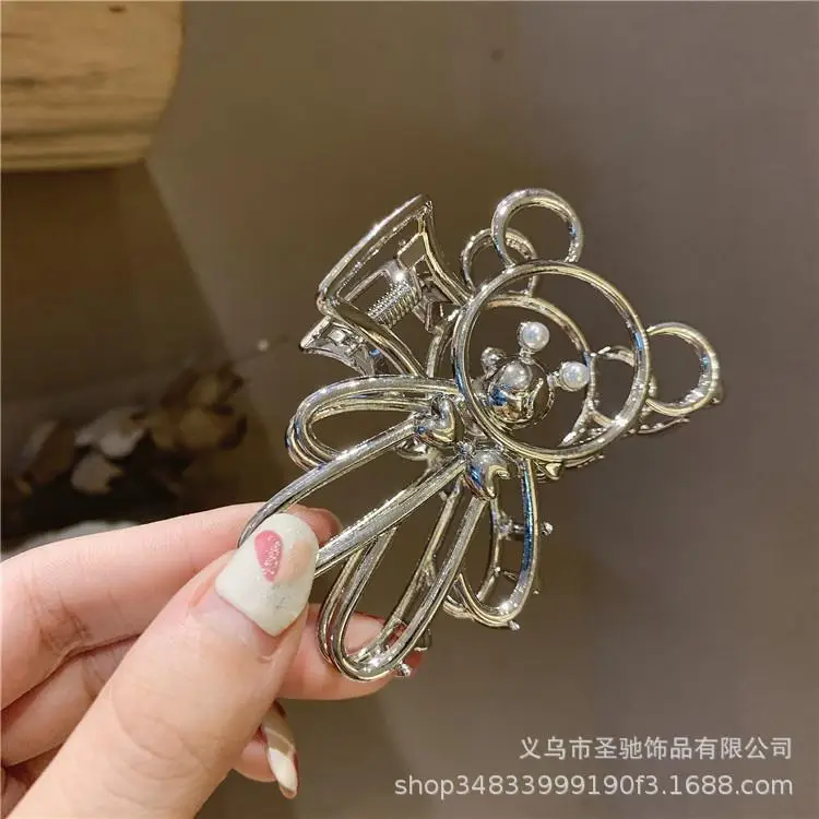 Gold Metal Korean Ins Bear Hairpin for Women