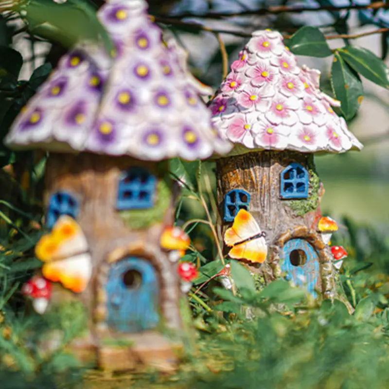 Resin Flower House Solar LED Light for Lawn Decor - Image 4