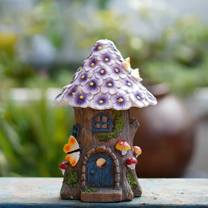 Resin Flower House Solar LED Light for Lawn Decor - Image 5