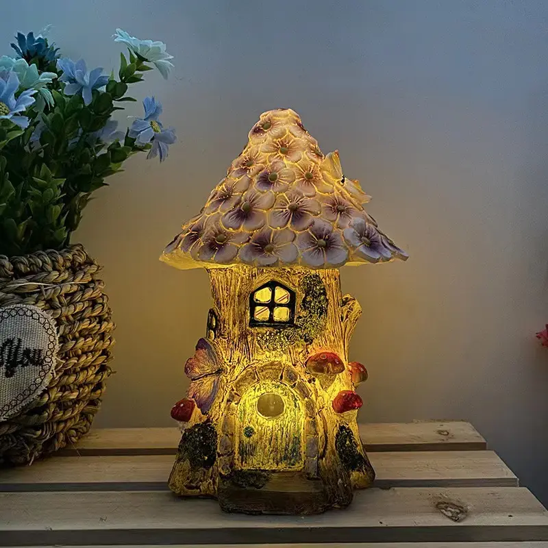 Resin Flower House Solar LED Light for Lawn Decor - Image 6