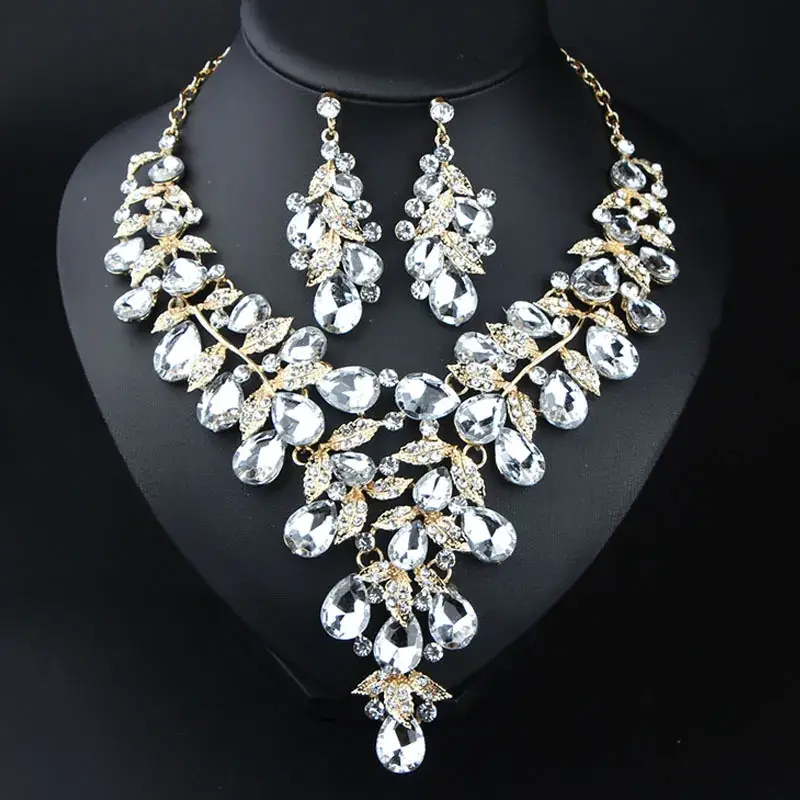 Luxury Rhinestone Necklace Earrings Set for Women - Image 10