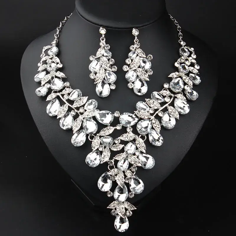 Luxury Rhinestone Necklace Earrings Set for Women - Image 11