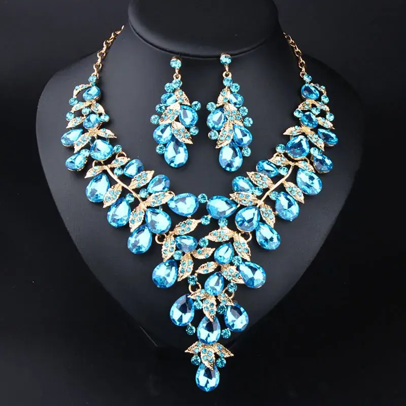 Luxury Rhinestone Necklace Earrings Set for Women - Image 14