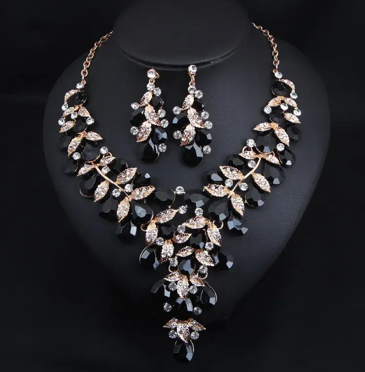 Luxury Rhinestone Necklace Earrings Set for Women - Image 6