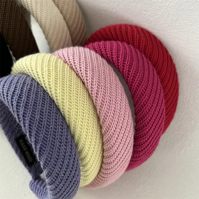 Korean Knitted Headband Brown Wide Brim - Image 6