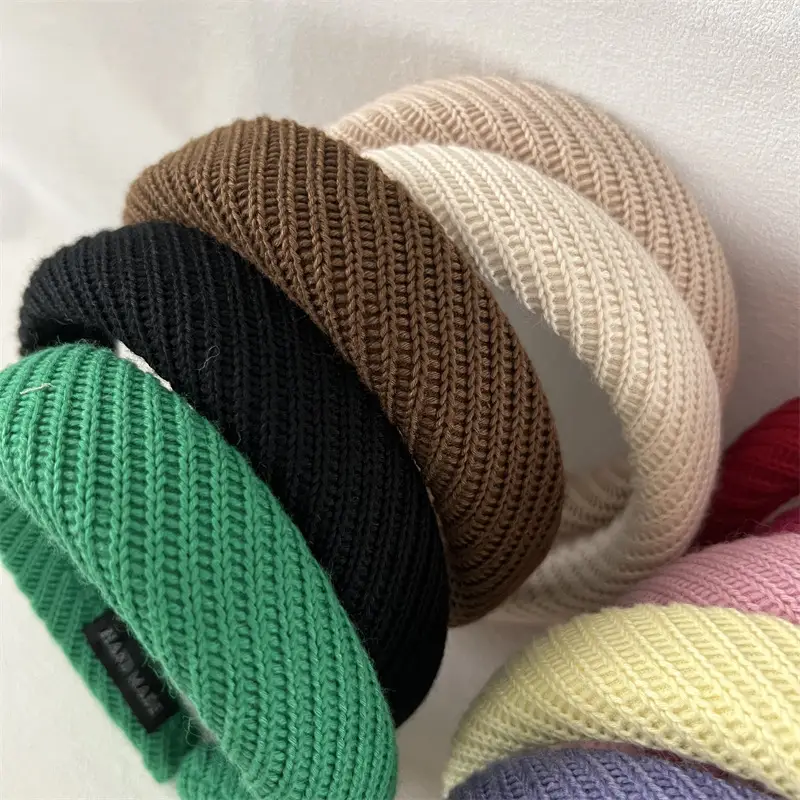 Korean Knitted Headband Brown Wide Brim - Image 7