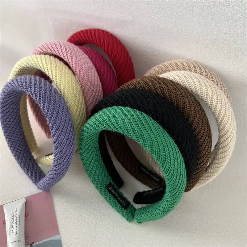 Korean Knitted Headband Brown Wide Brim - Image 8
