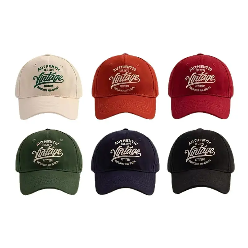 Japanese Style Green Baseball Cap with Letter Embroidery