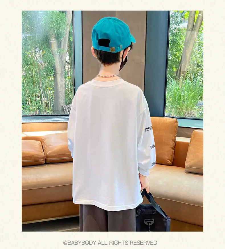 Boys Long Sleeve T-Shirt White 2025 Casual Wear — feature 10