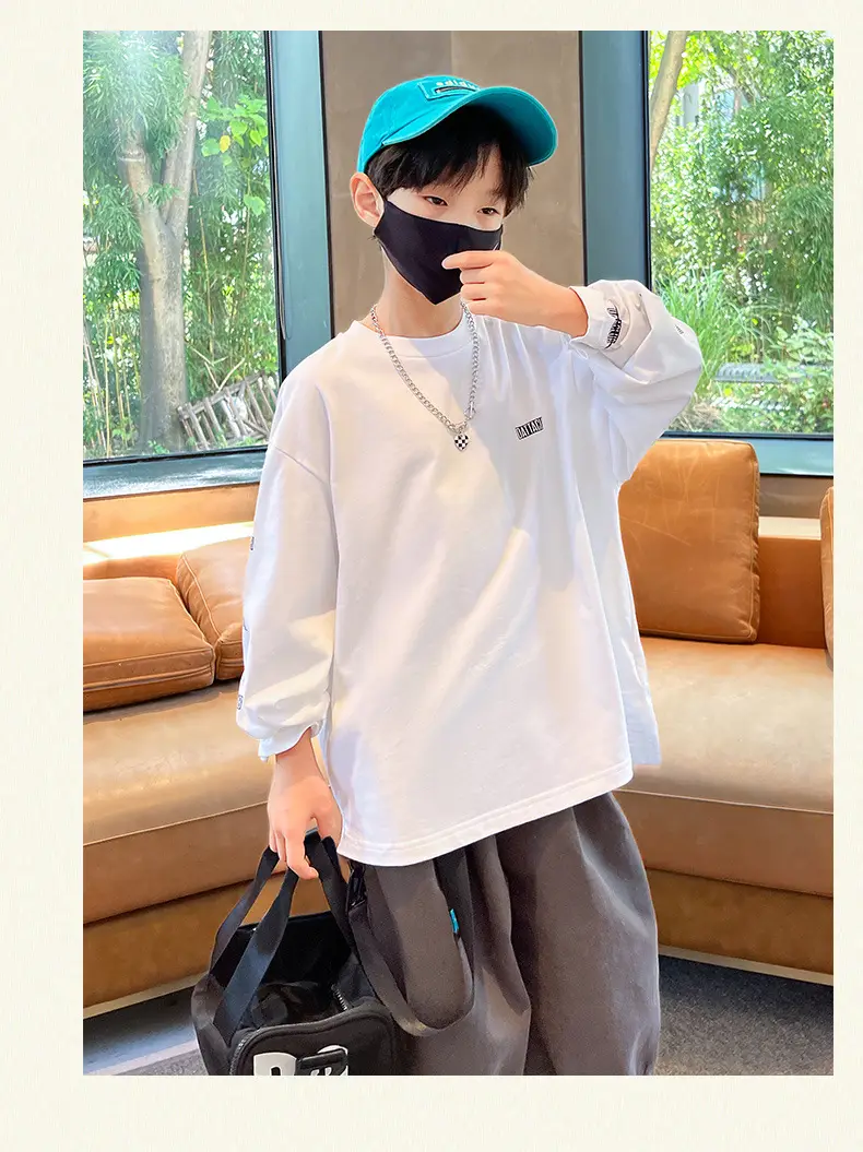 Boys Long Sleeve T-Shirt White 2025 Casual Wear — feature 12