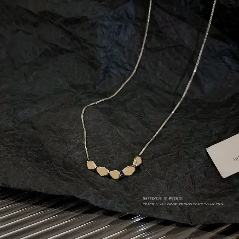 Geometric Diamond Necklace Women Cold Style Silver Cold - Image 4