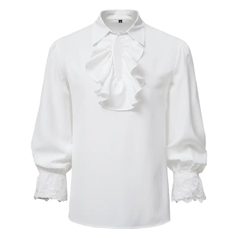 Men's Ruffled Victorian Costume White Black Yellow — feature 2