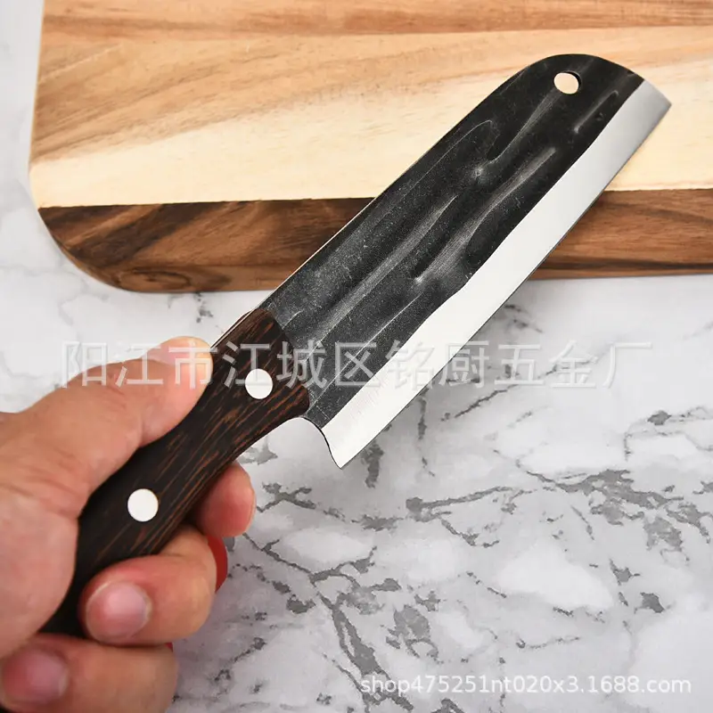 Hand-Forged Hammered Stainless Steel Fruit Knife with Wooden Handle - Image 5