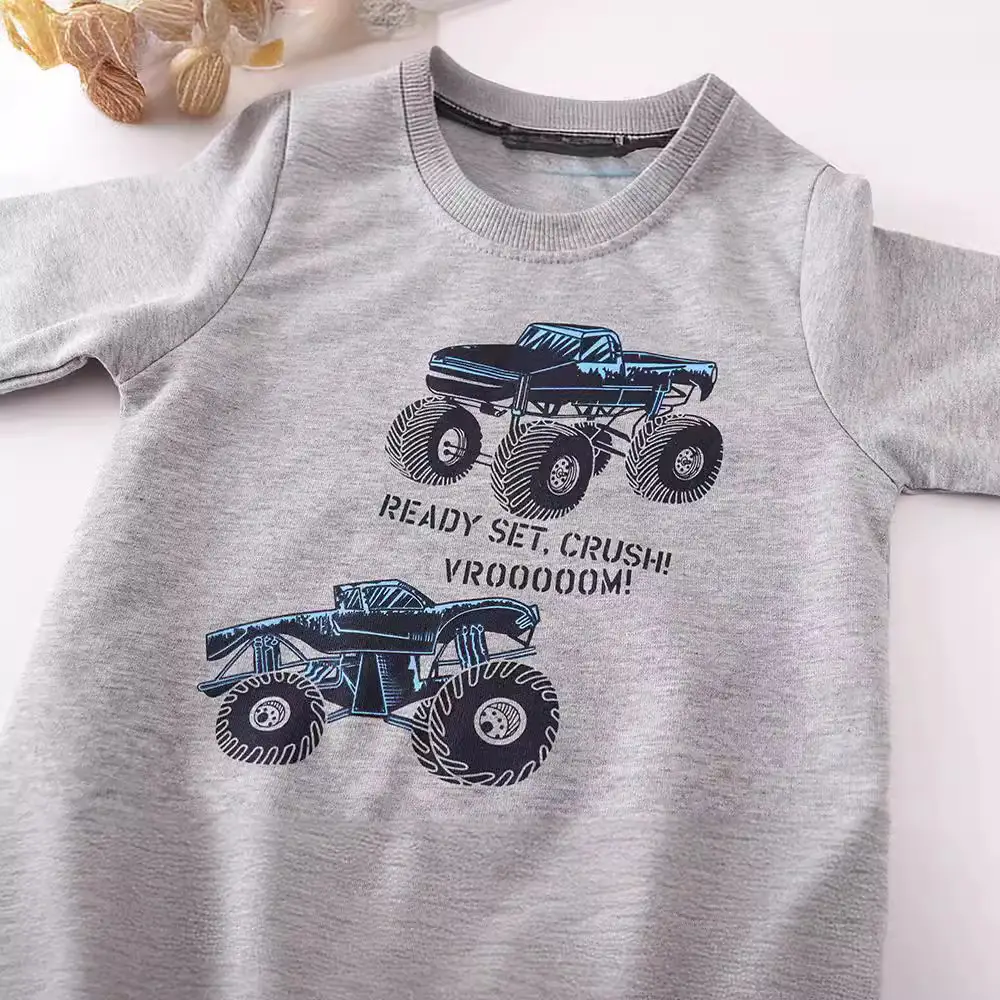 Gray V-Road Truck Graphic Boys T-Shirt Medium - Image 3