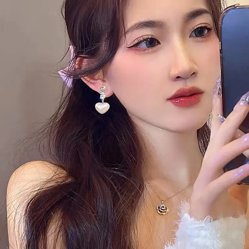 S925 Silver Pearl Love Earrings for Women