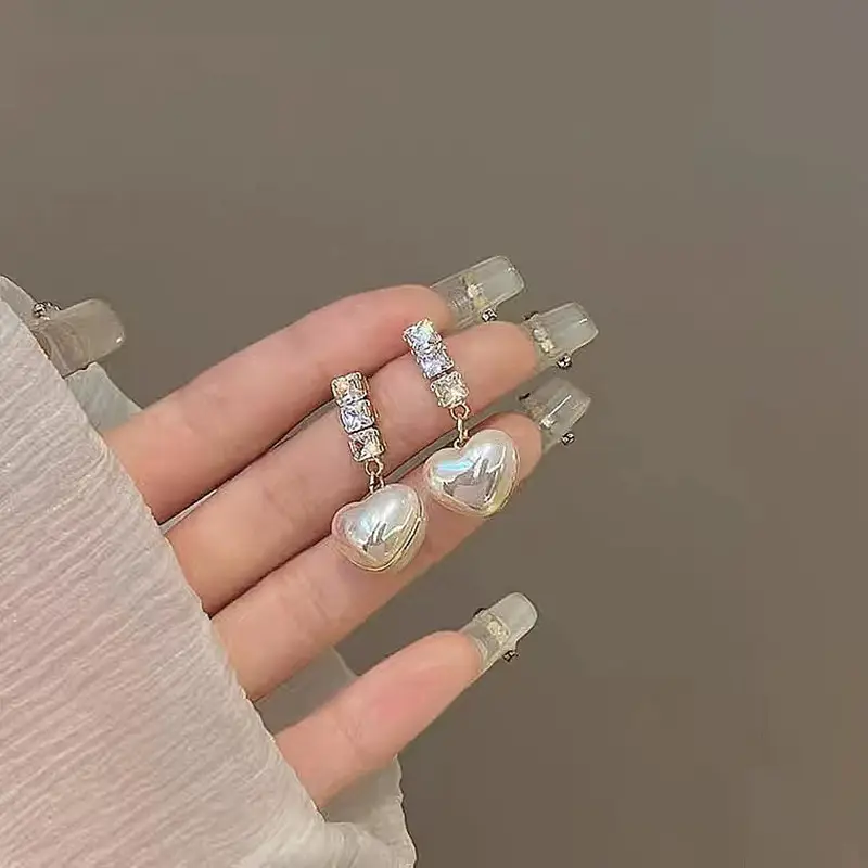 S925 Silver Pearl Love Earrings for Women