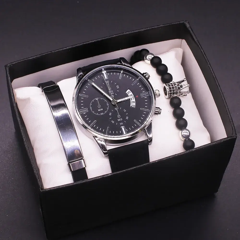 New Men's Watch Set with Bracelet & Luxury Gift Box - Image 3