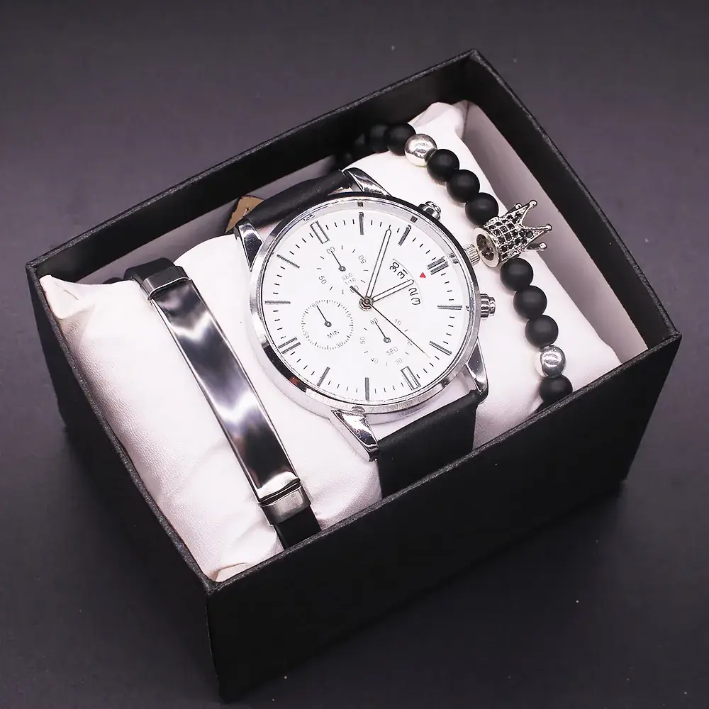 New Men's Watch Set with Bracelet & Luxury Gift Box - Image 2