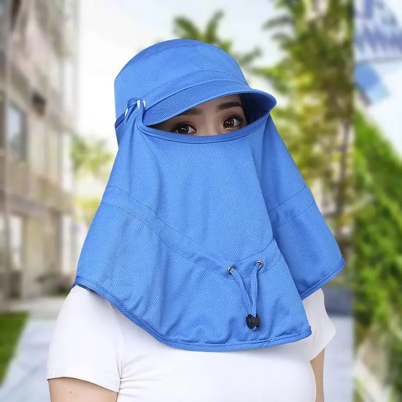 Women's Light Gray Bike Sunshade Hat with Neck Cover - Image 11