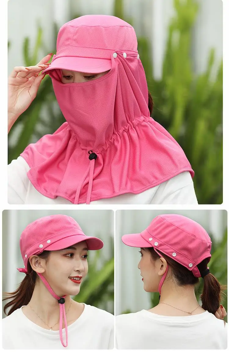 Women's Light Gray Bike Sunshade Hat with Neck Cover — feature 8