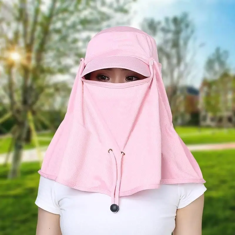 Women's Light Gray Bike Sunshade Hat with Neck Cover - Image 6