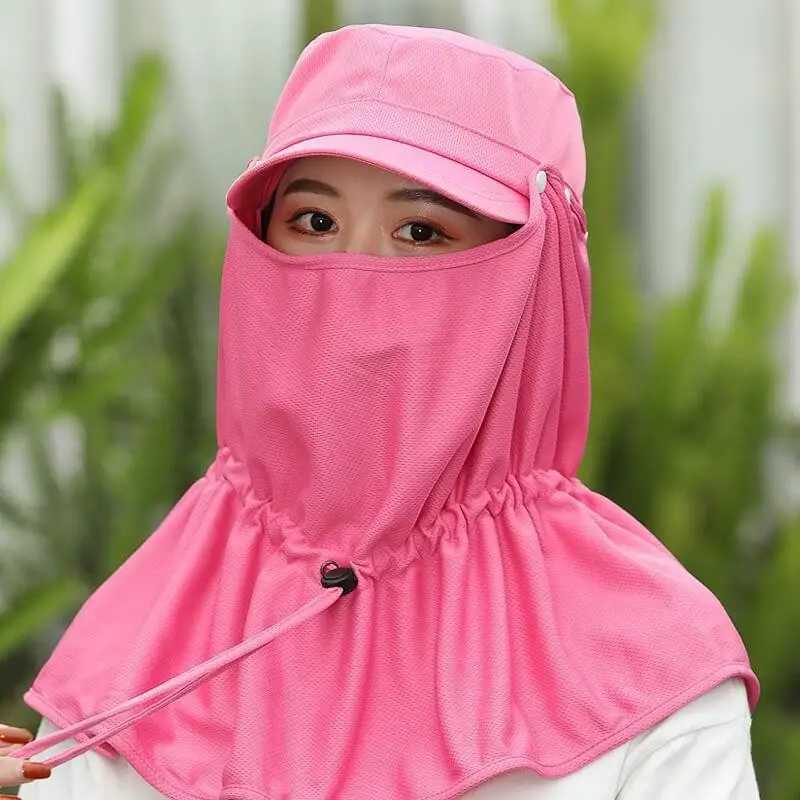Women's Light Gray Bike Sunshade Hat with Neck Cover - Image 7
