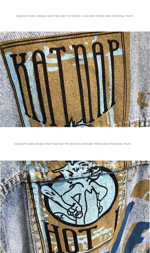 Men Denim Jacket Light Blue Loose Spring Autumn — feature 12