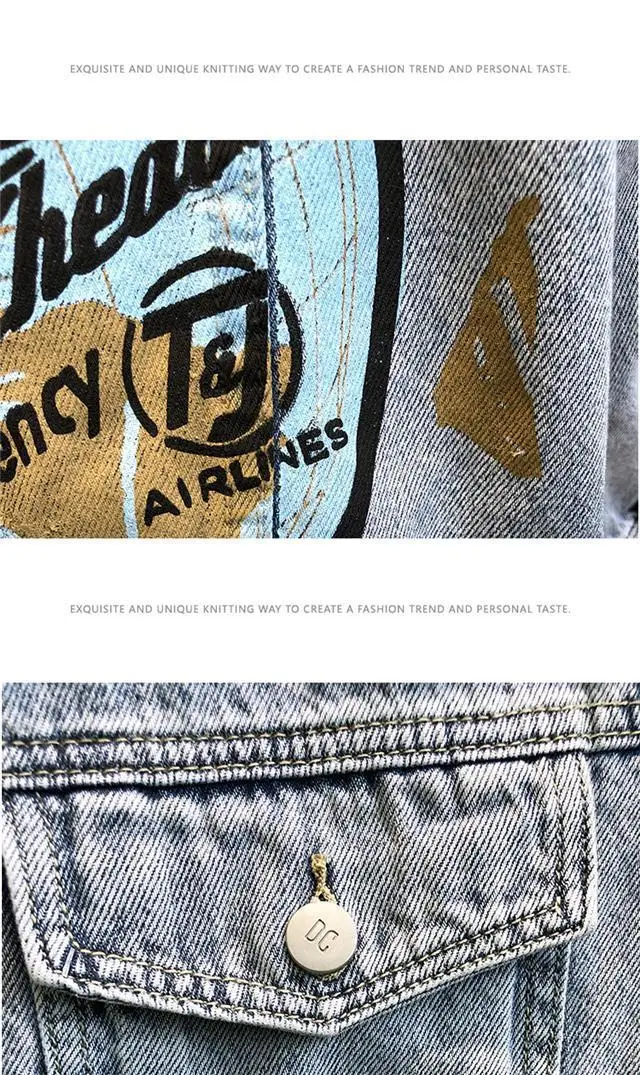 Men Denim Jacket Light Blue Loose Spring Autumn — feature 14