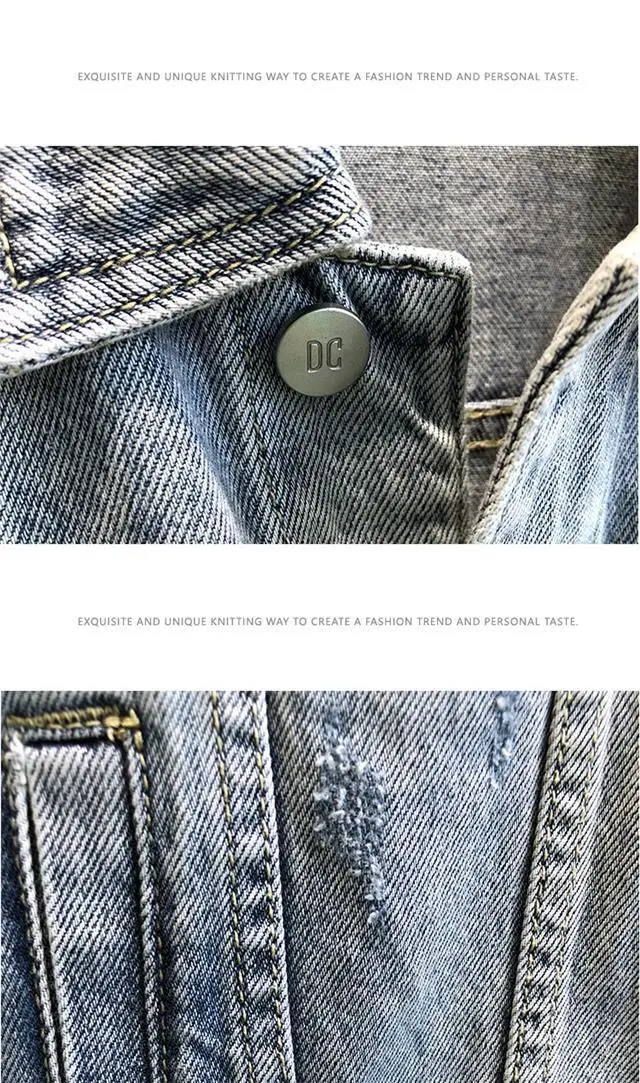 Men Denim Jacket Light Blue Loose Spring Autumn — feature 16