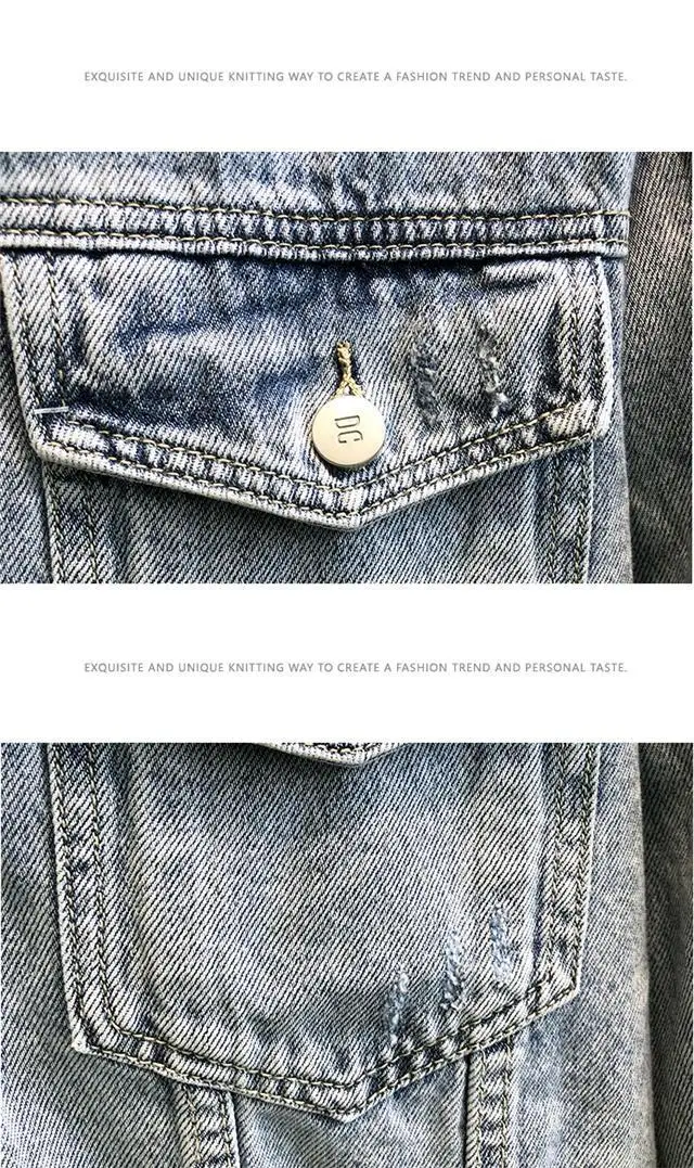 Men Denim Jacket Light Blue Loose Spring Autumn — feature 18