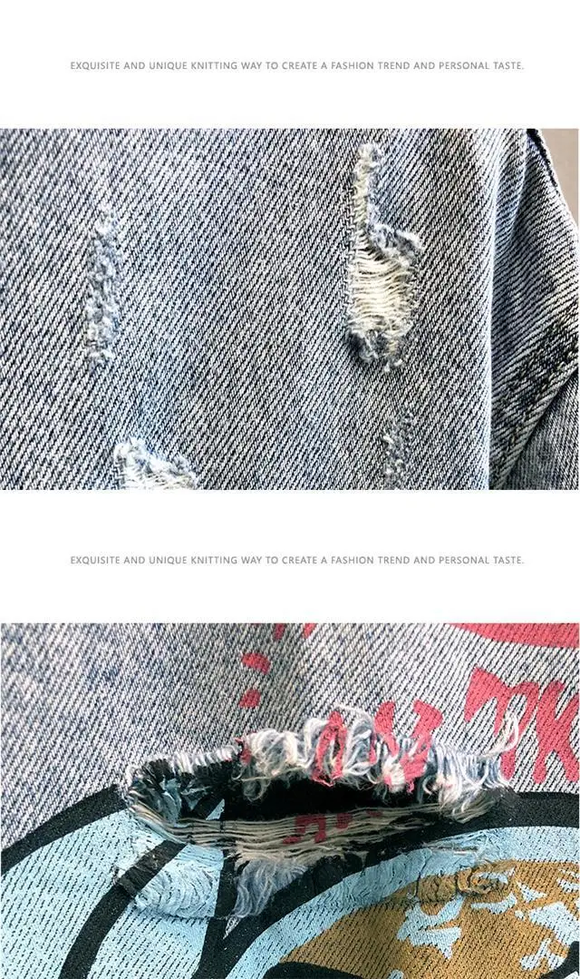Men Denim Jacket Light Blue Loose Spring Autumn — feature 19