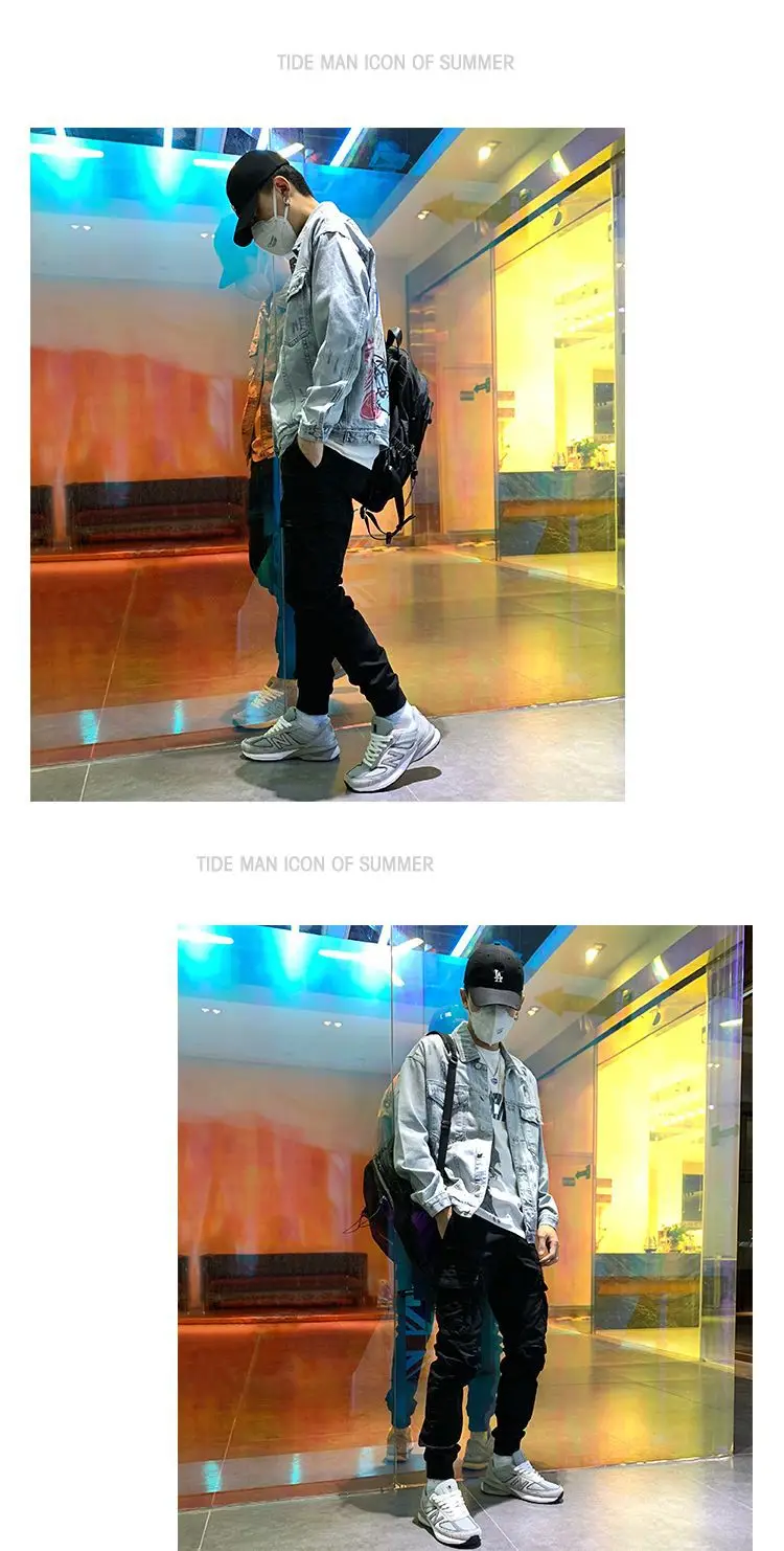 Men Denim Jacket Light Blue Loose Spring Autumn — feature 3