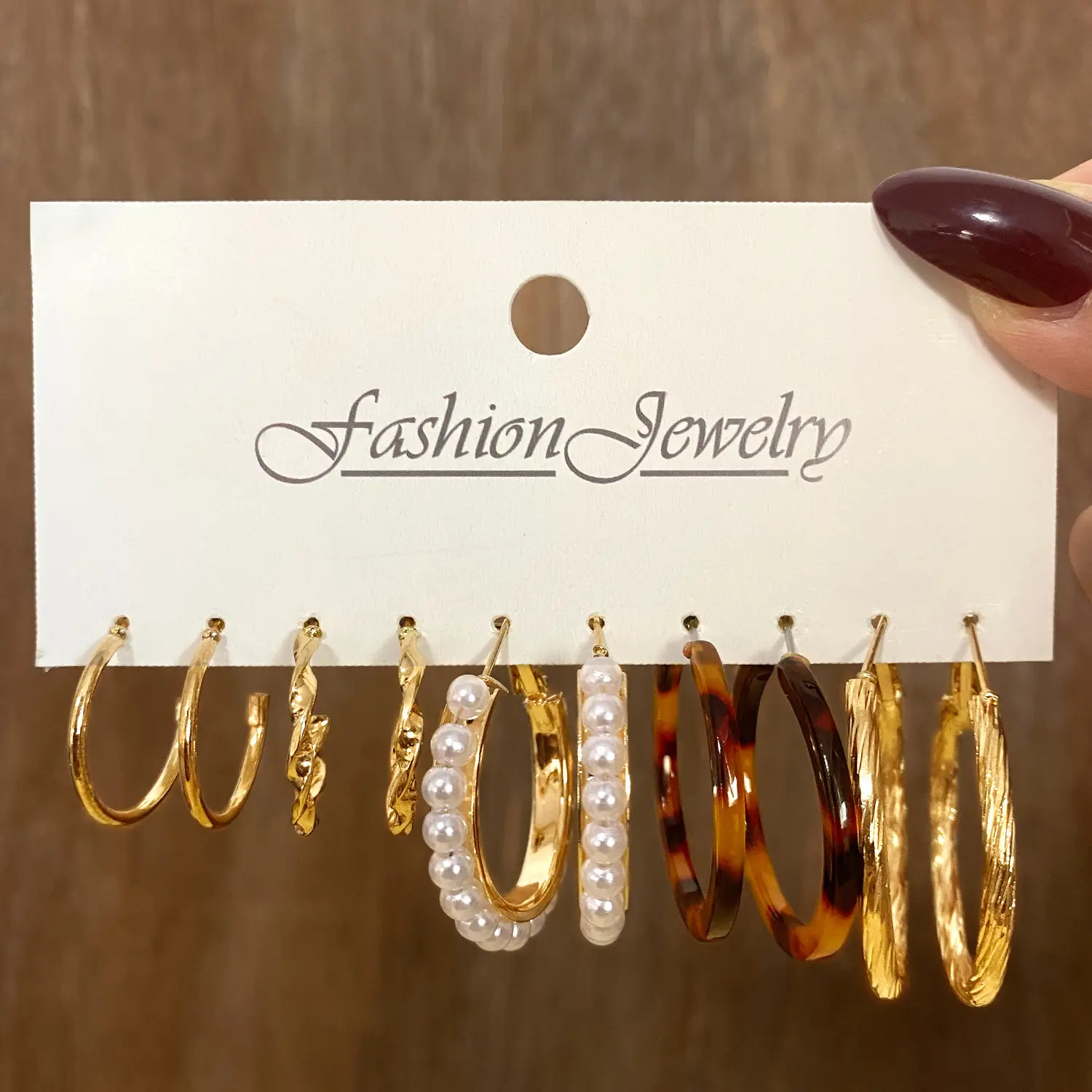 Cross-Border Pearl Earring Set 5 Pairs Gold Silver — feature 2