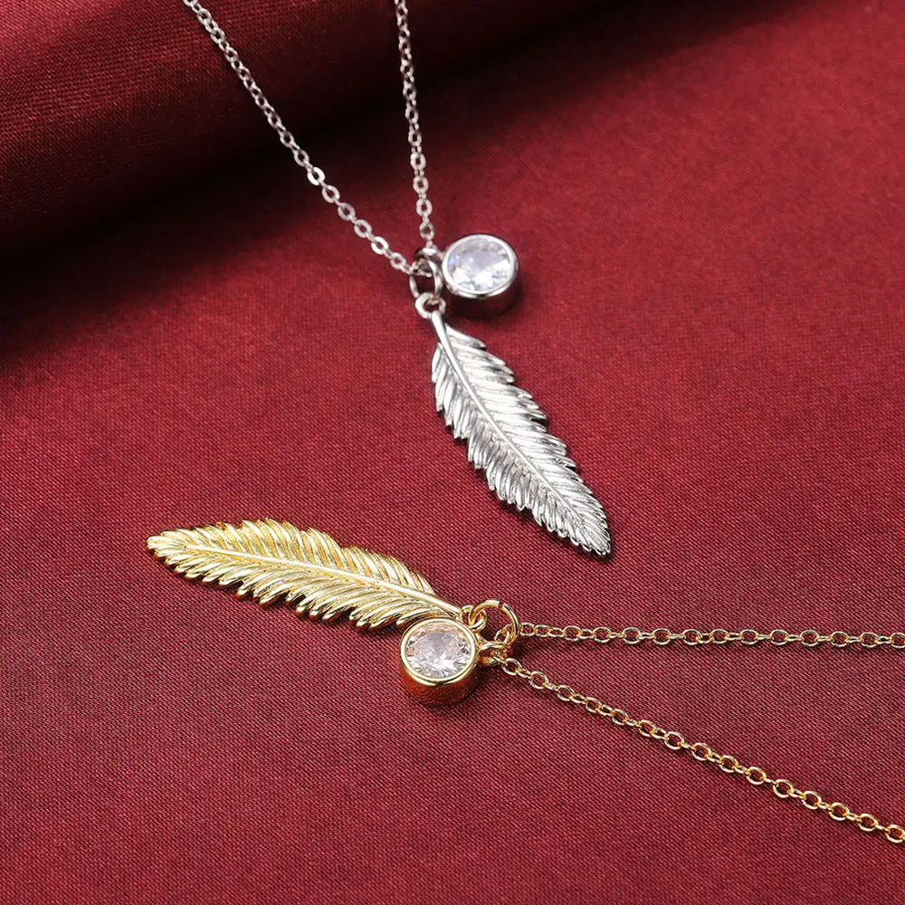 Gold Feather Pendant Necklace for Women - Image 5