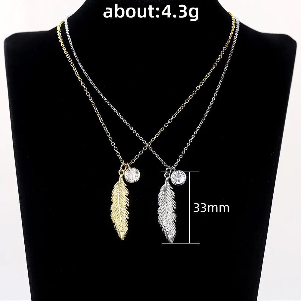 Gold Feather Pendant Necklace for Women - Image 7