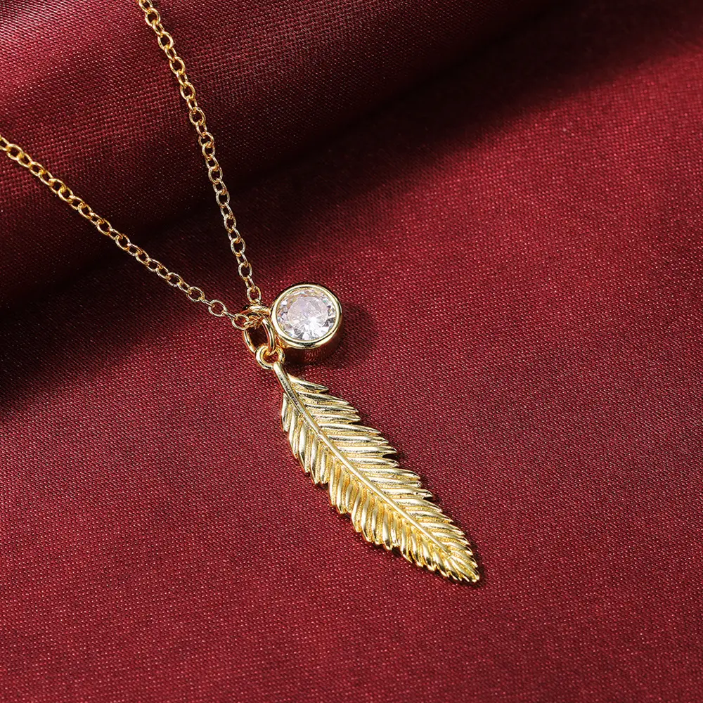 Gold Feather Pendant Necklace for Women — feature 11