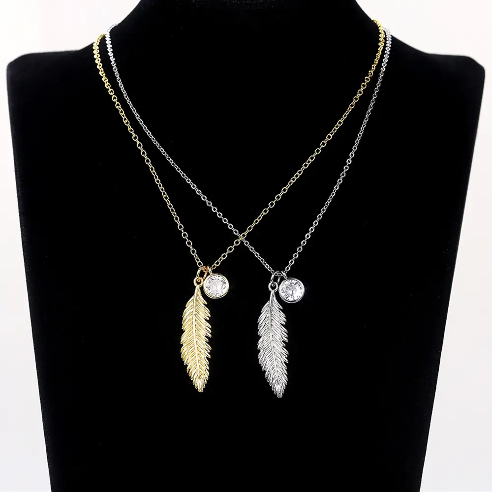 Gold Feather Pendant Necklace for Women — feature 2