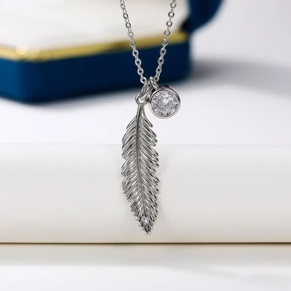 Gold Feather Pendant Necklace for Women — feature 6