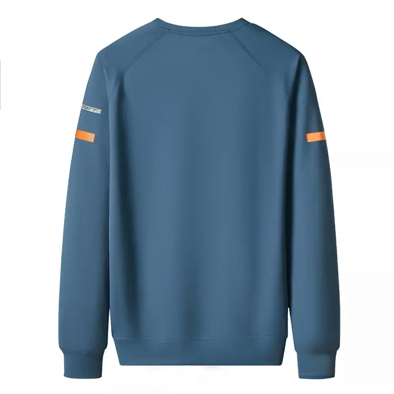 Men's Blue Round Neck Sweatshirt Plus Size Winter Sports Wear