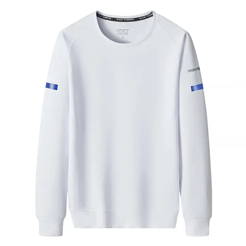 Men's Blue Round Neck Sweatshirt Plus Size Winter Sports Wear