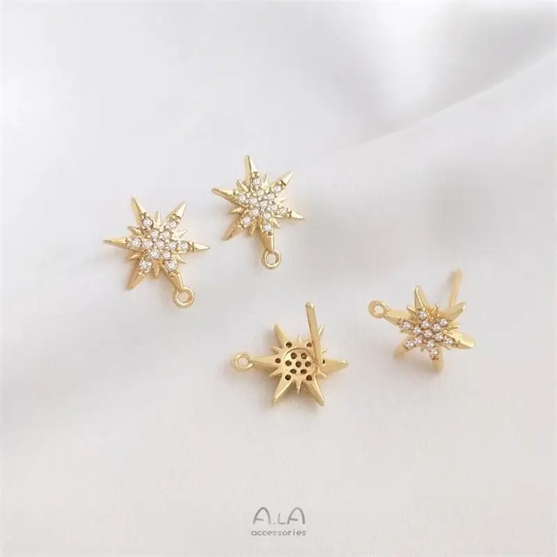 14K Gold Plated Star Earrings with Zircon & Ring - Image 2