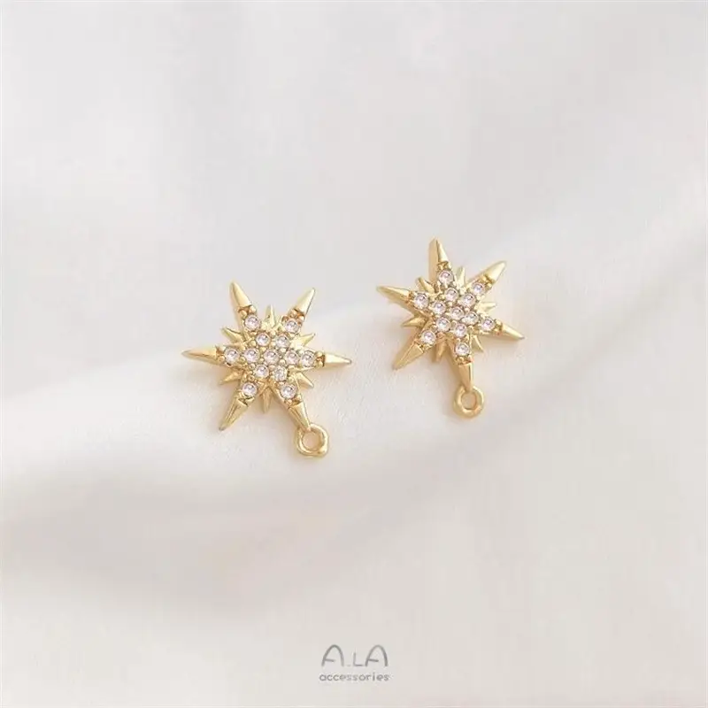 14K Gold Plated Star Earrings with Zircon & Ring - Image 4