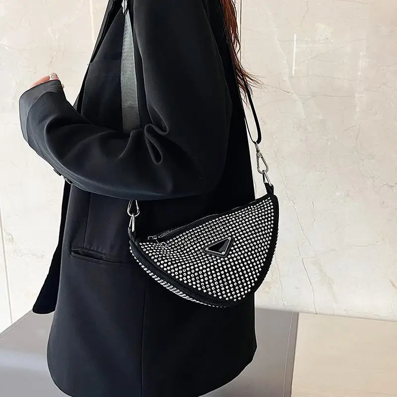 Women's Flash Diamond Shoulder Messenger Bag Black