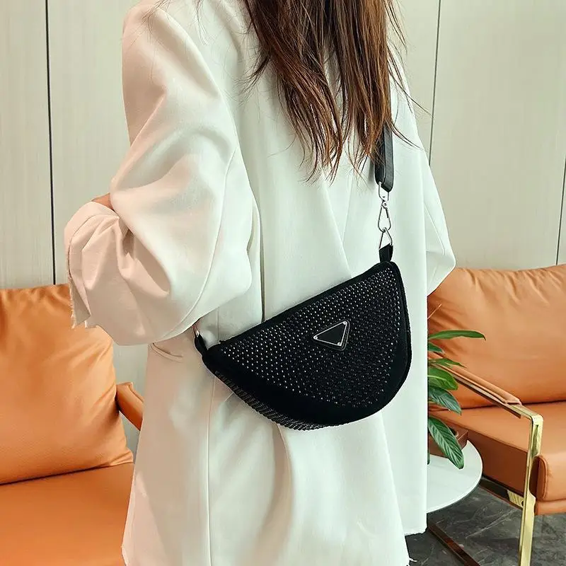 Women's Flash Diamond Shoulder Messenger Bag Black