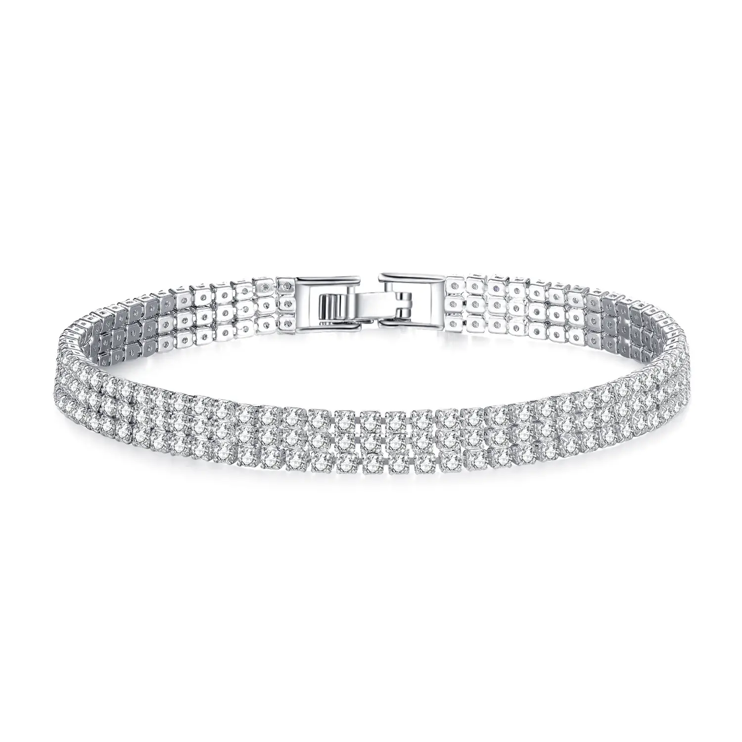 Full Diamond Zircon Couple Bracelet Silver White — feature 3