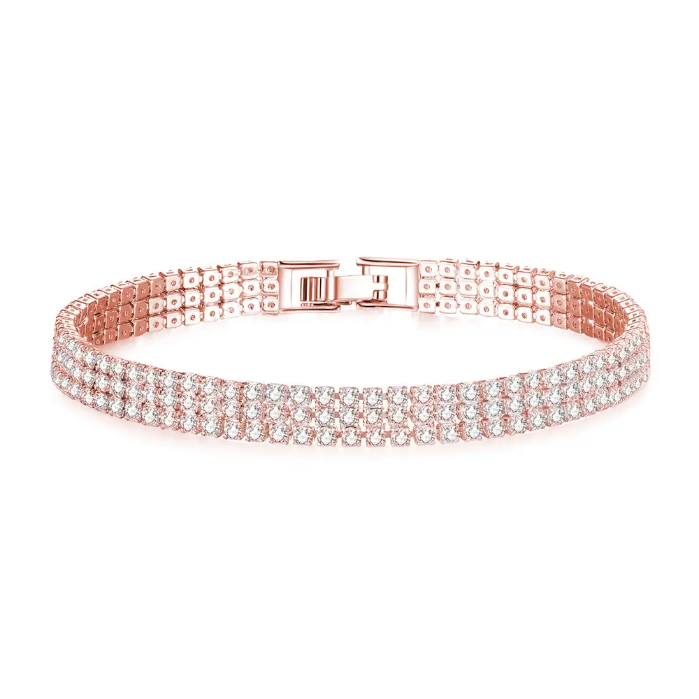 Full Diamond Zircon Couple Bracelet Silver White — feature 4